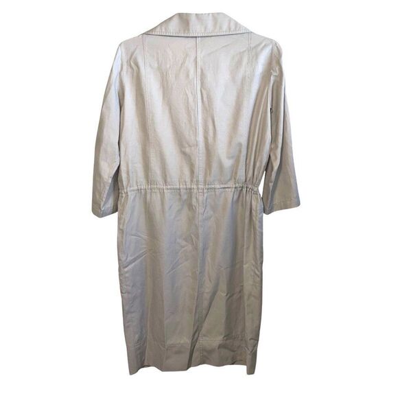 St. John Women's Beige Utility Style Button Down Shirt Dress Sz 4 Cotton / Cupro - Picture 2 of 15